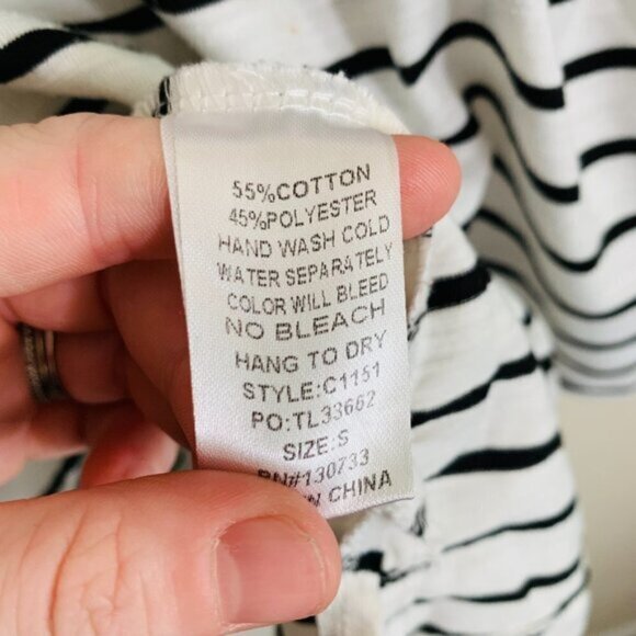 Umgee Women's Size Small Drop Shoulder Dolman Sleeve Striped Hi Low Tunic Top - Picture 7 of 8